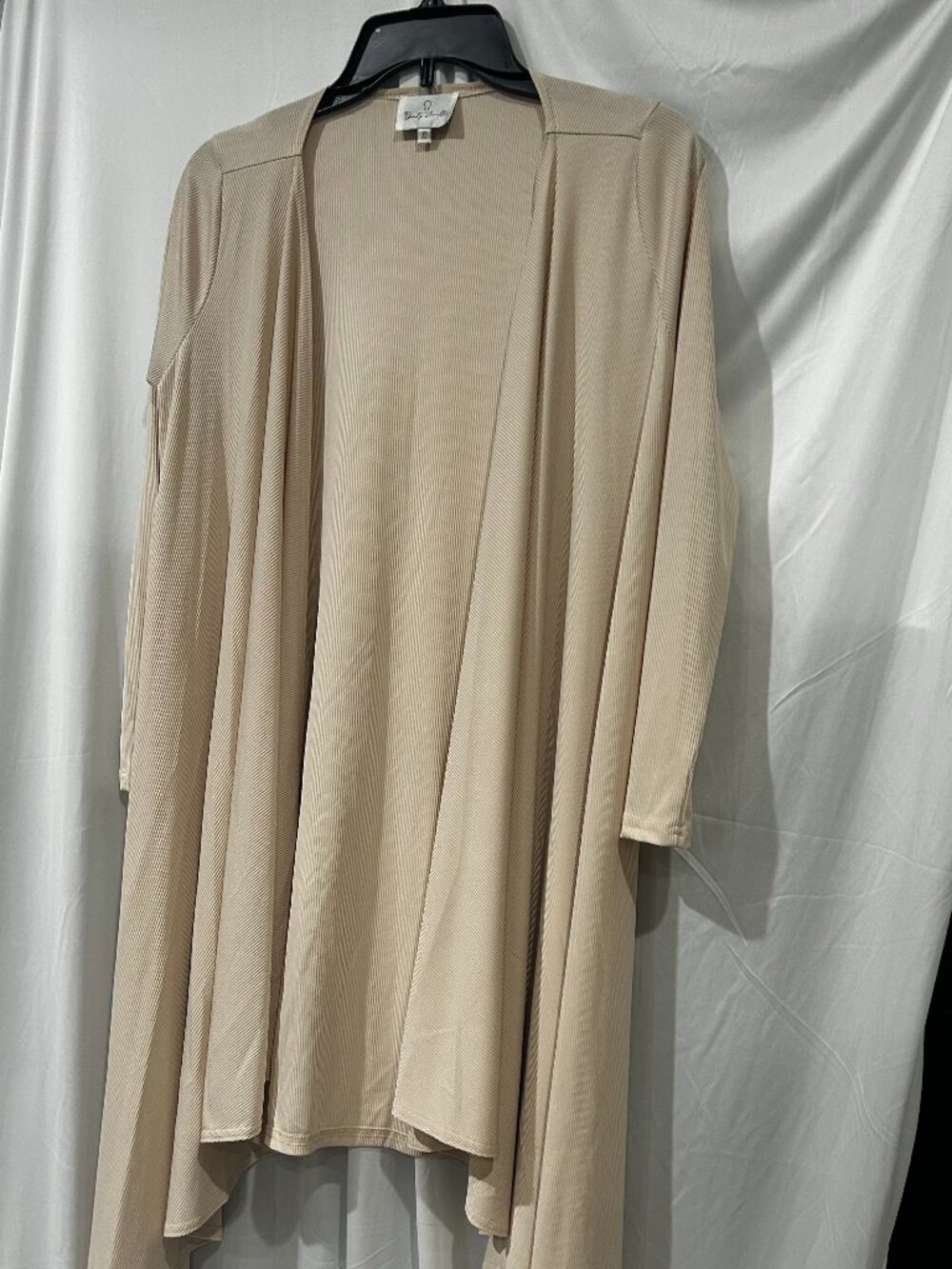 Cream Ribbed Open-Front Cardigan - Picture 2 of 4